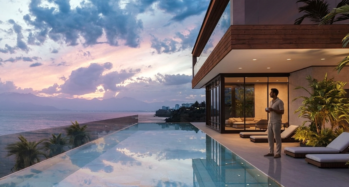 Luxury beachfront villa with a private pool at a Bintan resort.