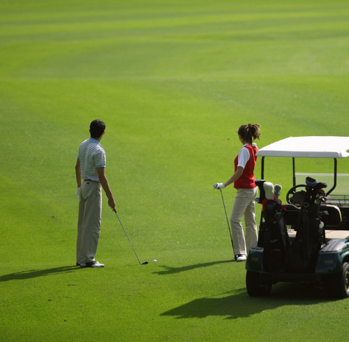 Golf course surrounded by beautiful tropical scenery in Bintan